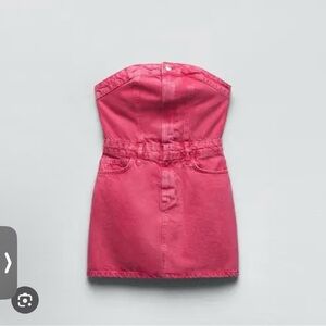 Zara barbie pink mini denim dress